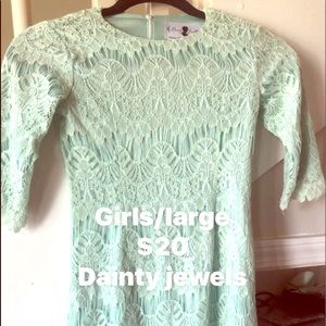 Dainty jewels sage green girls dress